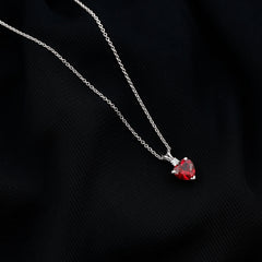 Certified Lab Grown Ruby Heart Pendant Necklace With Diamond
