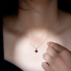 Certified Lab Grown Ruby Heart Pendant Necklace With Diamond