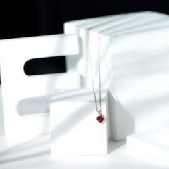 Certified Lab Grown Ruby Heart Pendant Necklace With Diamond
