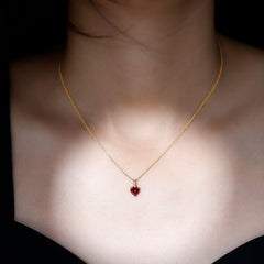 Certified Lab Grown Ruby Heart Pendant Necklace With Diamond