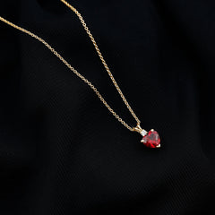 Certified Lab Grown Ruby Heart Pendant Necklace With Diamond