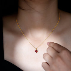 Certified Lab Grown Ruby Heart Pendant Necklace With Diamond