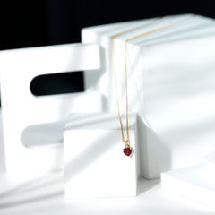 Certified Lab Grown Ruby Heart Pendant Necklace With Diamond