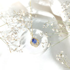 Certified Lab Grown Blue Sapphire Designer Necklace with Diamond Accent