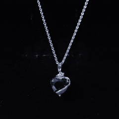 Certified 8 MM Lab Grown Black Diamond Heart Necklace
