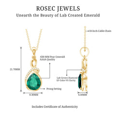 Certified Lab Grown Emerald Designer Necklace with Diamond