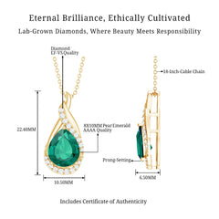 Lab Grown Emerald Vintage Inspired Necklace with Diamond