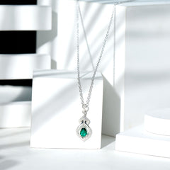 Vintage Inspired 0.7 Carat Lab Grown Emerald Pendant Necklace with Silver Chain