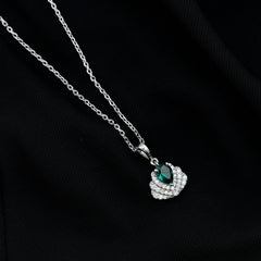 Sterling Silver Pear Shape Lab Emerald Statement Necklace for Wedding