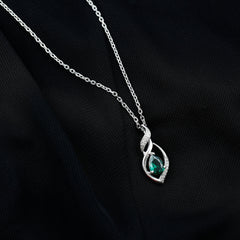 Nature Inspired 0.7 Carat Lab Grown Emerald Necklace with Silver Chain