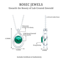 Lab Created 0.8 Carat Emerald Teardrop Necklace with Silver Chain