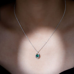 Lab Created 0.8 Carat Emerald Teardrop Necklace with Silver Chain