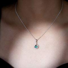 Certified 0.8 Carat Lab Grown Emerald Drop Necklace with Silver Chain