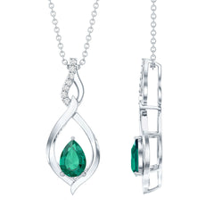 Lab Grown 0.7 Carat Emerald Infinity Drop Necklace with Silver Chain