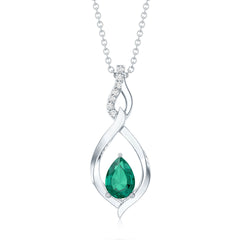Lab Grown 0.7 Carat Emerald Infinity Drop Necklace with Silver Chain