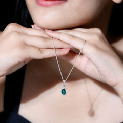 AAAA Quality 1.26 Carat Lab Grown Emerald Drop Necklace with Moissanite