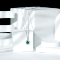AAAA Quality 1.26 Carat Lab Grown Emerald Drop Necklace with Moissanite