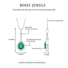 Certified 0.7 Carat Lab Grown Emerald Wedding Necklace with Chain