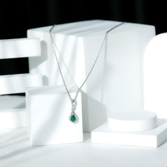 Certified 0.7 Carat Lab Grown Emerald Wedding Necklace with Chain