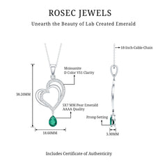 Sterling Silver 0.7 Carat Lab Grown Emerald Heart Locket with Chain