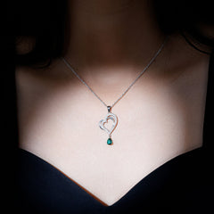 Sterling Silver 0.7 Carat Lab Grown Emerald Heart Locket with Chain