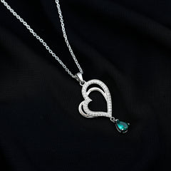 Sterling Silver 0.7 Carat Lab Grown Emerald Heart Locket with Chain