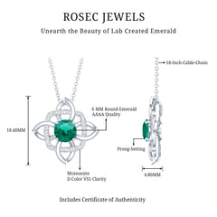 Lab Grown 0.8 Carat Emerald Floral Necklace in Silver
