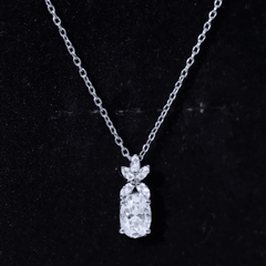 5X7 MM Oval Shaped Lab Grown Diamond Flower Pendant