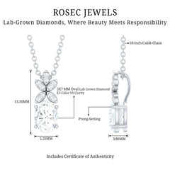 5X7 MM Oval Shaped Lab Grown Diamond Flower Pendant