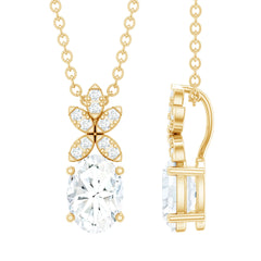 5X7 MM Oval Shaped Lab Grown Diamond Flower Pendant