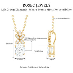 5X7 MM Oval Shaped Lab Grown Diamond Flower Pendant
