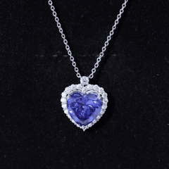 5.6 Carat Lab Grown Blue Sapphire Heart of The Ocean Necklace With Chain