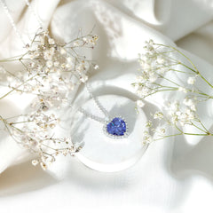 Lab Grown Blue Sapphire Heart of the Ocean Necklace