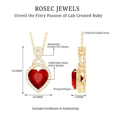 Certified Lab Created Ruby Heart Infinity Necklace With Chain