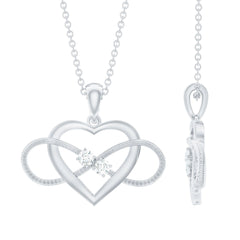 Natural Diamond Infinity Heart Necklace For Her