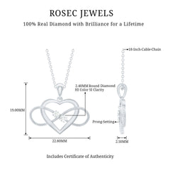 Natural Diamond Infinity Heart Necklace For Her