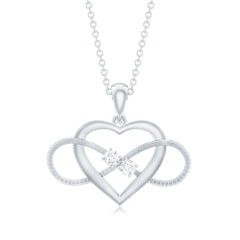 Natural Diamond Infinity Heart Necklace For Her