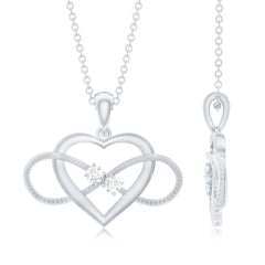 Natural Diamond Infinity Heart Necklace For Her