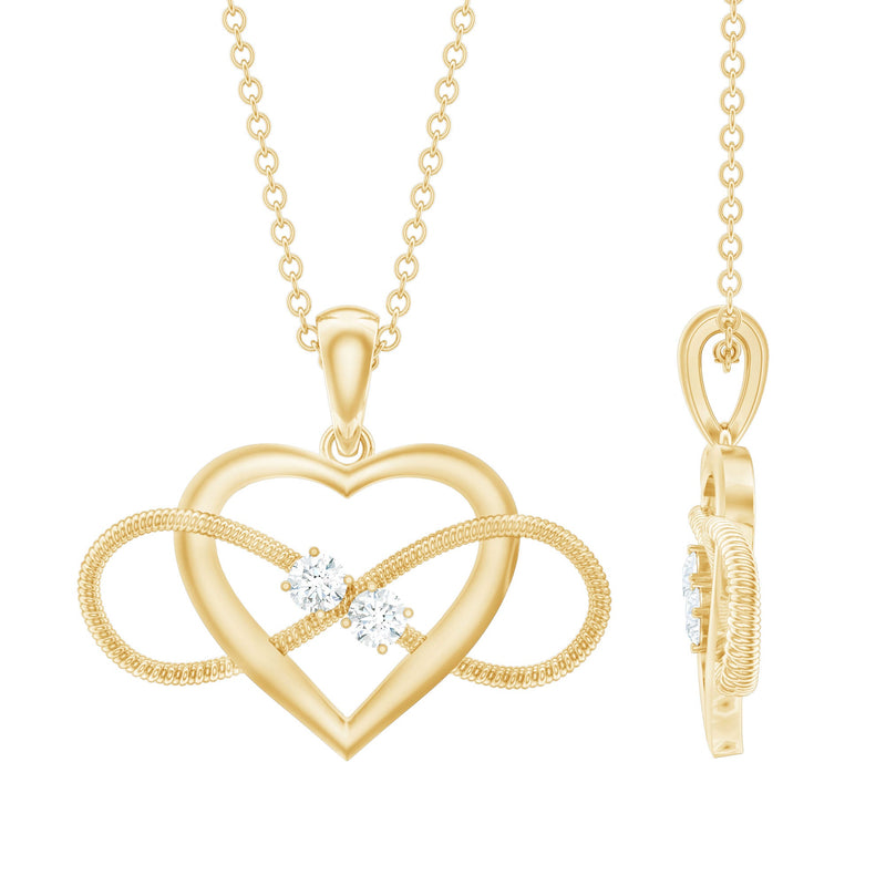 Natural Diamond Infinity Heart Necklace For Her