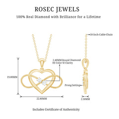 Natural Diamond Infinity Heart Necklace For Her