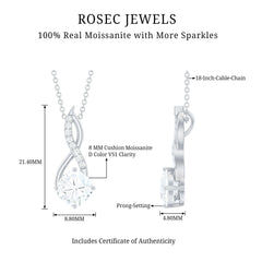 Cushion Cut Moissanite Infinity Promise Necklace With Chain