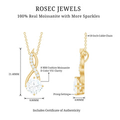 Cushion Cut Moissanite Infinity Promise Necklace With Chain