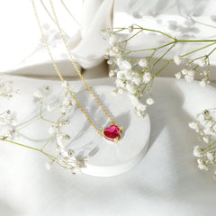 Lab Grown Ruby Devil Heart Necklace with Chain