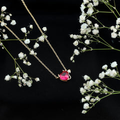 Lab Grown Ruby Devil Heart Necklace with Chain