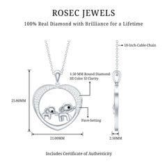 Diamond Elephant Mother Child Necklace