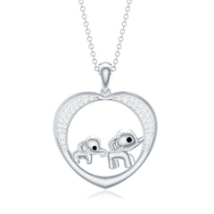Diamond Elephant Mother Child Necklace