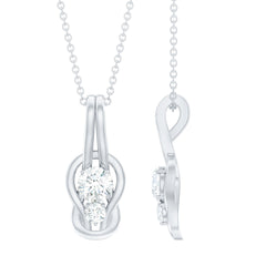 Two Stone Moissanite Infinity Knot Necklace with Certificate