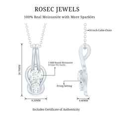 Two Stone Moissanite Infinity Knot Necklace with Certificate