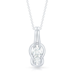 Two Stone Moissanite Infinity Knot Necklace with Certificate
