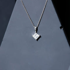 3 CT Princess Cut Moissanite Solitaire Pendant Necklace For Women